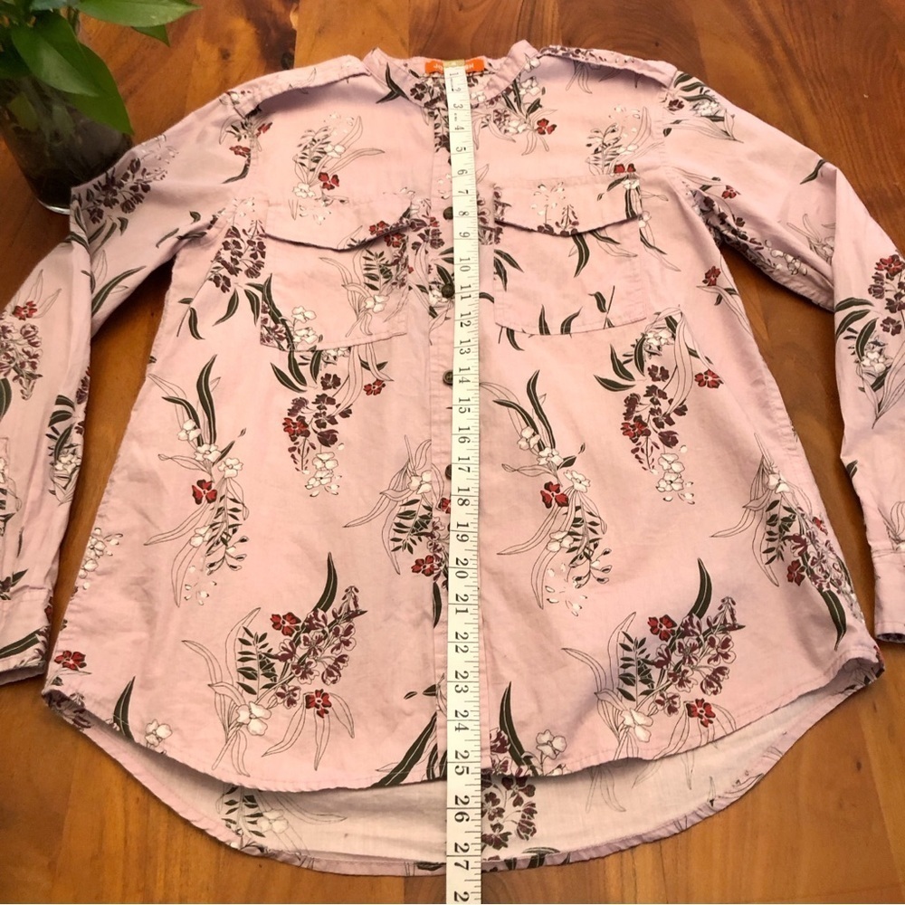 Joe Fresh Boho Cottagecore Pink Floral Pattern Artsy Button Down Shirt Blouse. - Picture 10 of 13